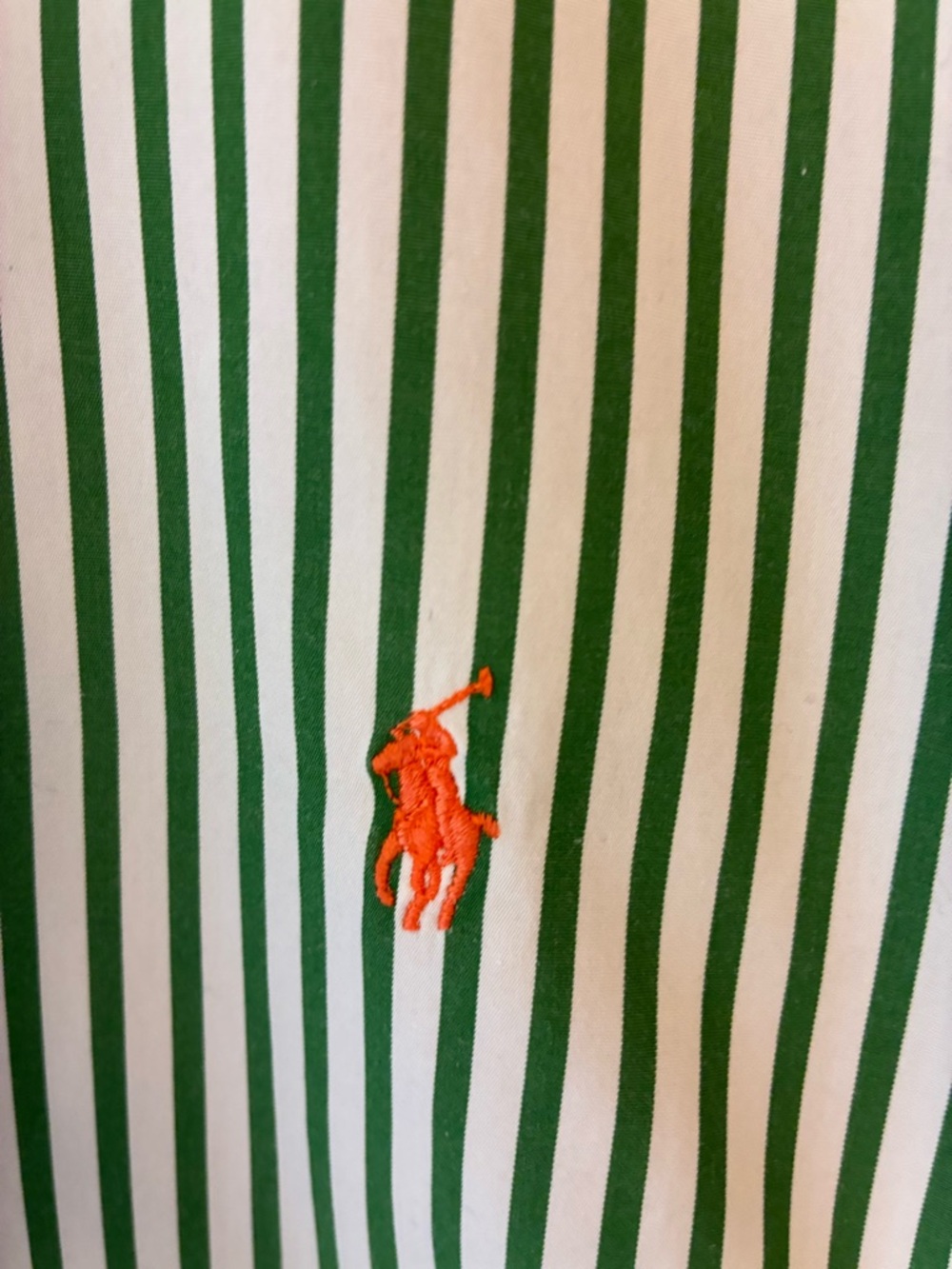 Polo Ralph Lauren Button Down Shirt Long Sleeve Green Stripes Cotton - Picture 5 of 6